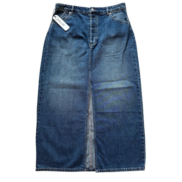ROLLA’S Women's Chicago Denim Skirt Sz 31 Vintage Blue Casual Stretch Front Slit - Picture 2 of 13